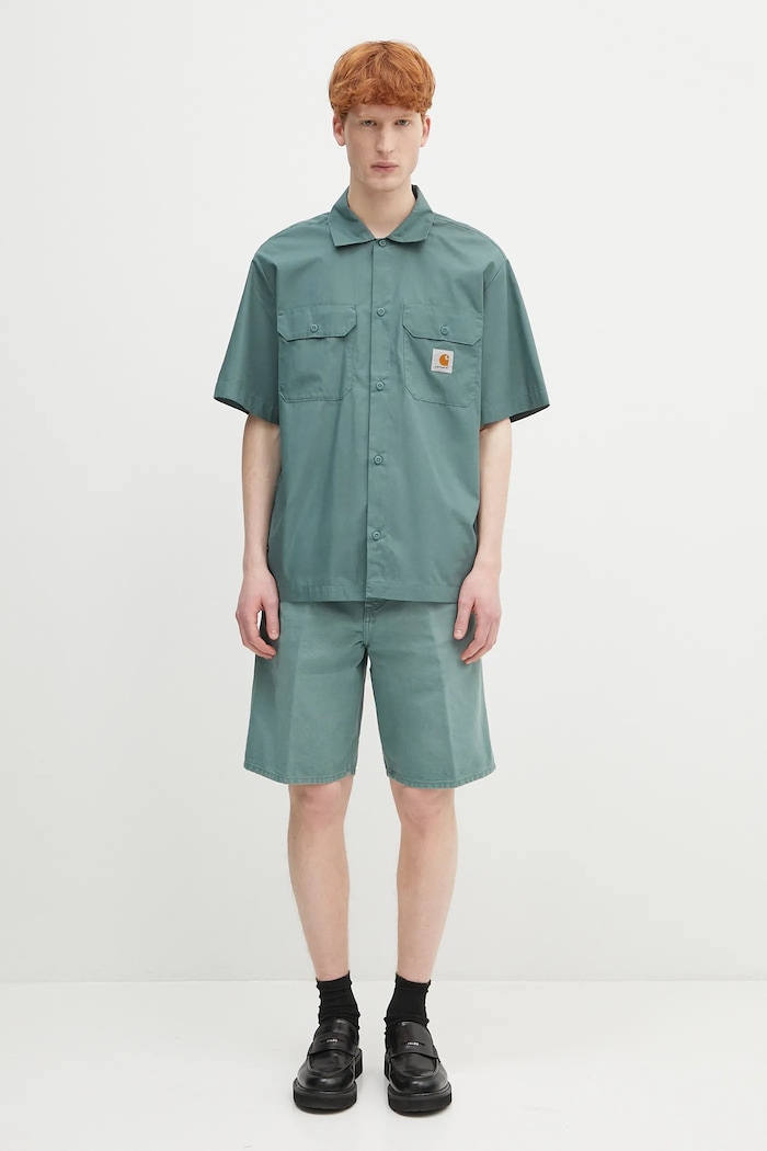 Carhartt WIP cotton shorts Single Knee Short I034797.2M24O green