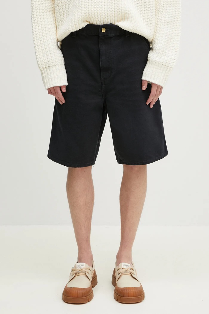 Rifľové krátke nohavice Carhartt WIP Single Knee Short látka čierna I034797.894O