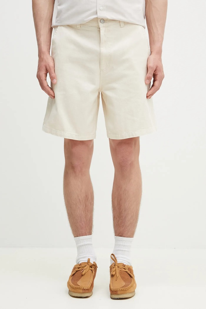 Carhartt WIP cotton shorts Drewe Short plain beige I034802.502