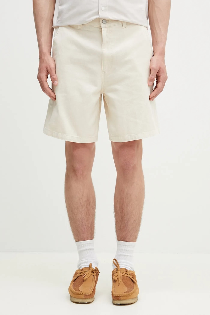 Carhartt WIP cotton shorts Drewe Short plain beige I034802.502