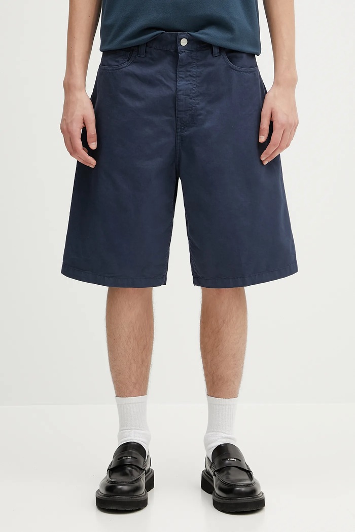 Carhartt WIP cotton shorts Landon Short plain blue I034808.2OTGD