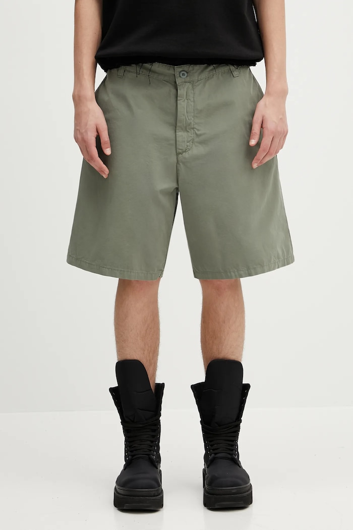 Carhartt WIP cotton shorts Calder Short plain green I034812.1YFGD