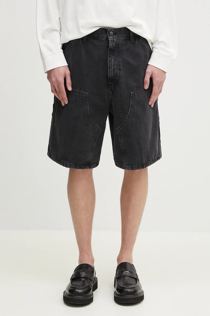Carhartt WIP denim shorts Double Knee Short denim black I034867.8906