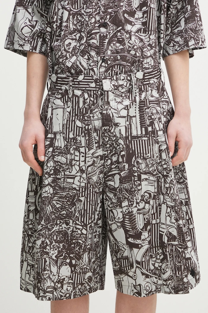 Pamučne kratke hlače Marcelo Burlon Aop Mech Pajama Shorts Dark Grey Medium CMCB00AS25FAB0010706 siva