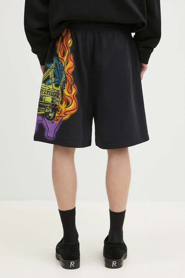 Odjeća Pamučne kratke hlače Marcelo Burlon County Flame Comfy Sweatshort Black Red CMCI012S25FLE0031025 crna