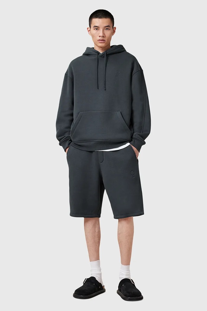 Bavlněné šortky AllSaints HAVEN pletenina šedá M020TC