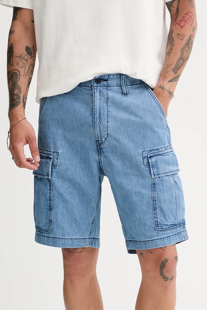 Levi's cargo šortky pánské bavlněné CARRIER CARGO SHRT-2 modrá 001KG