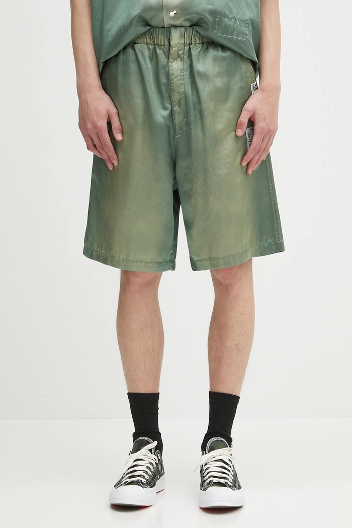 Шорти Maison MIHARA YASUHIRO Aged Satin Shorts тканина зелений J14PT143