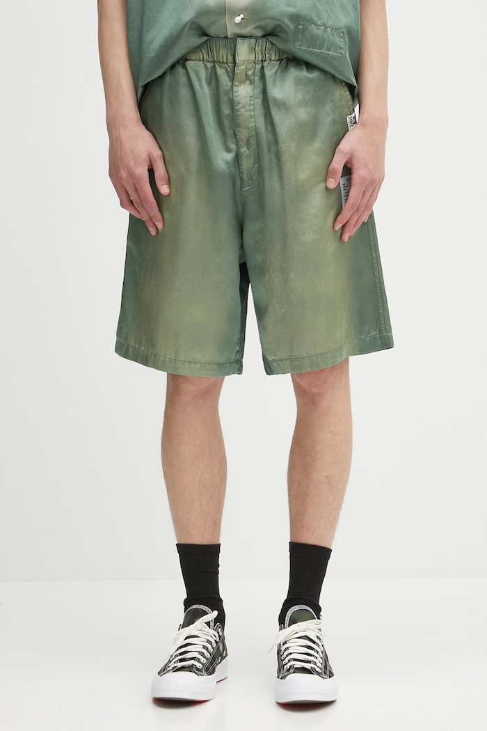 Шорти Maison MIHARA YASUHIRO Aged Satin Shorts тканина зелений J14PT143