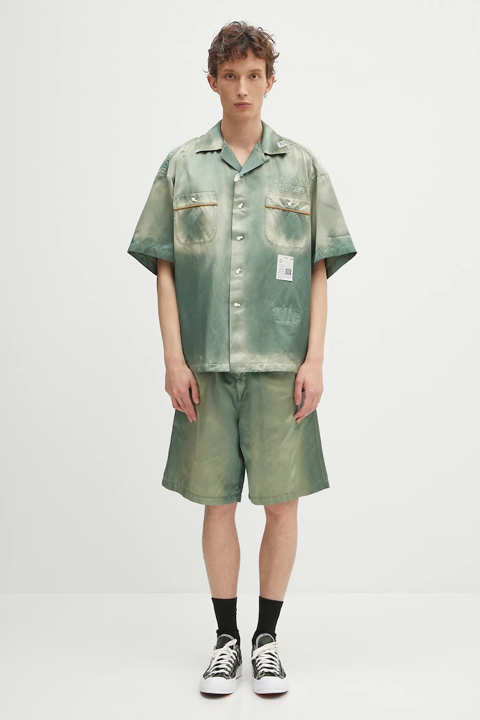 Шорти Maison MIHARA YASUHIRO Aged Satin Shorts J14PT143 зелений