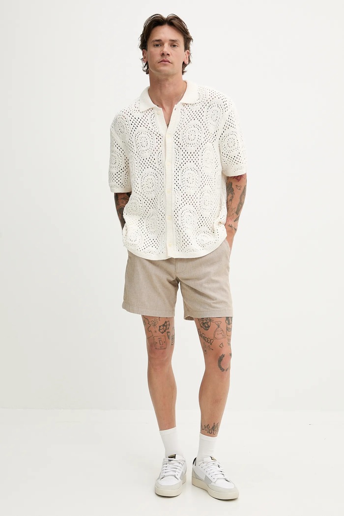 Hollister Co. szorty z domieszką lnu KI328.5167.400 beżowy SS25