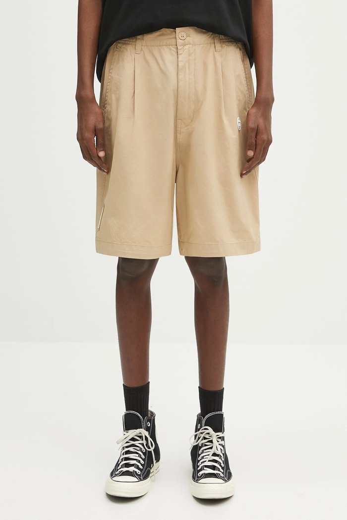 Βαμβακερό σορτσάκι AAPE Now Woven βαμβάκι μπεζ AAPSPMB670XXO