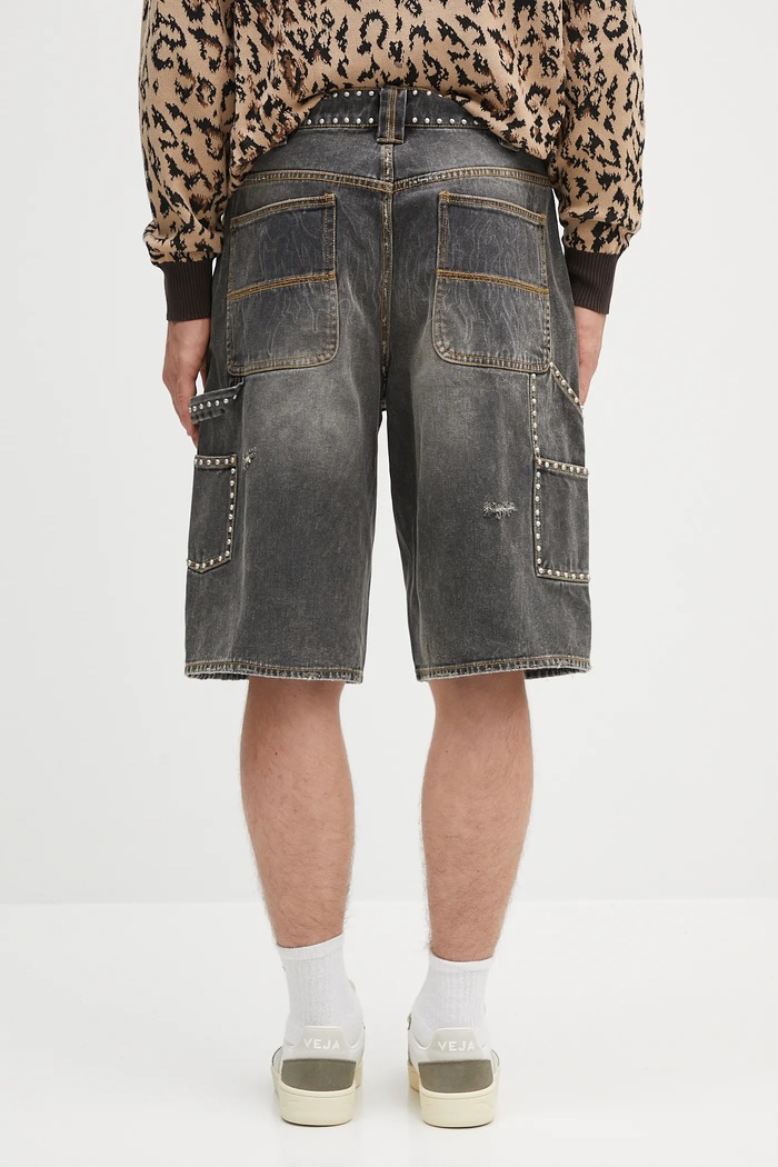 Oblečení Riflové kraťasy A Bathing Ape Studded Heavy Wash Relaxed Fit 13Oz Denim 1L30151303 šedá