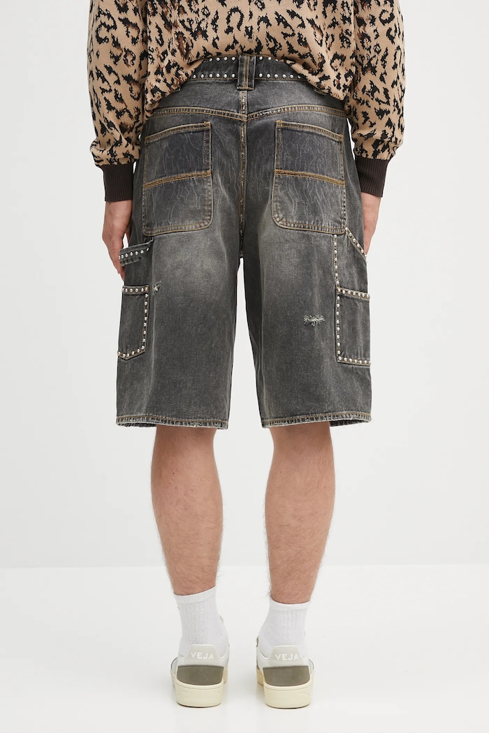 Oblečení Riflové kraťasy A Bathing Ape Studded Heavy Wash Relaxed Fit 13Oz Denim 1L30151303 šedá