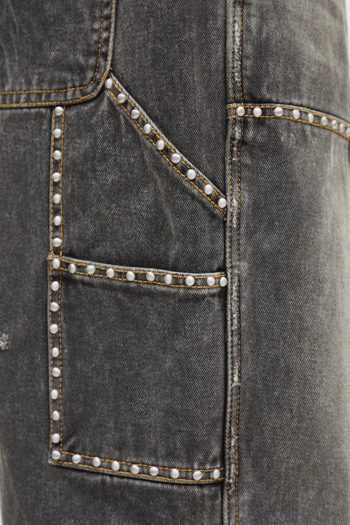 Riflové kraťasy A Bathing Ape Studded Heavy Wash Relaxed Fit 13Oz Denim šedá 1L30151303
