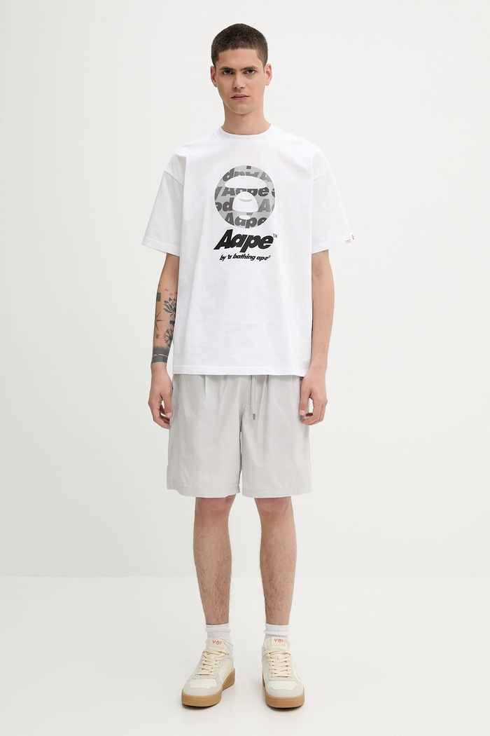 A Bathing Ape pantaloncini in cotone One Point Ctn Twill Relaxed Fit 1L30153301 grigio