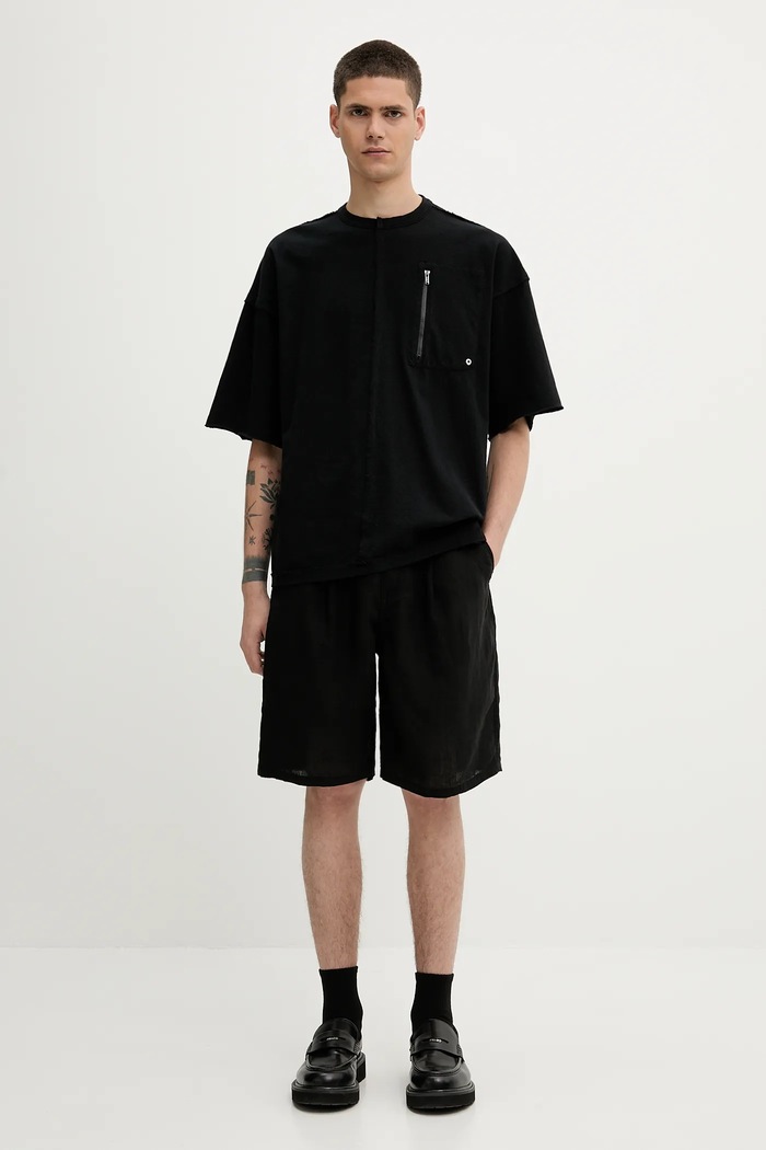 Lanene kratke hlače Undercover Pants UC1E4518 crna