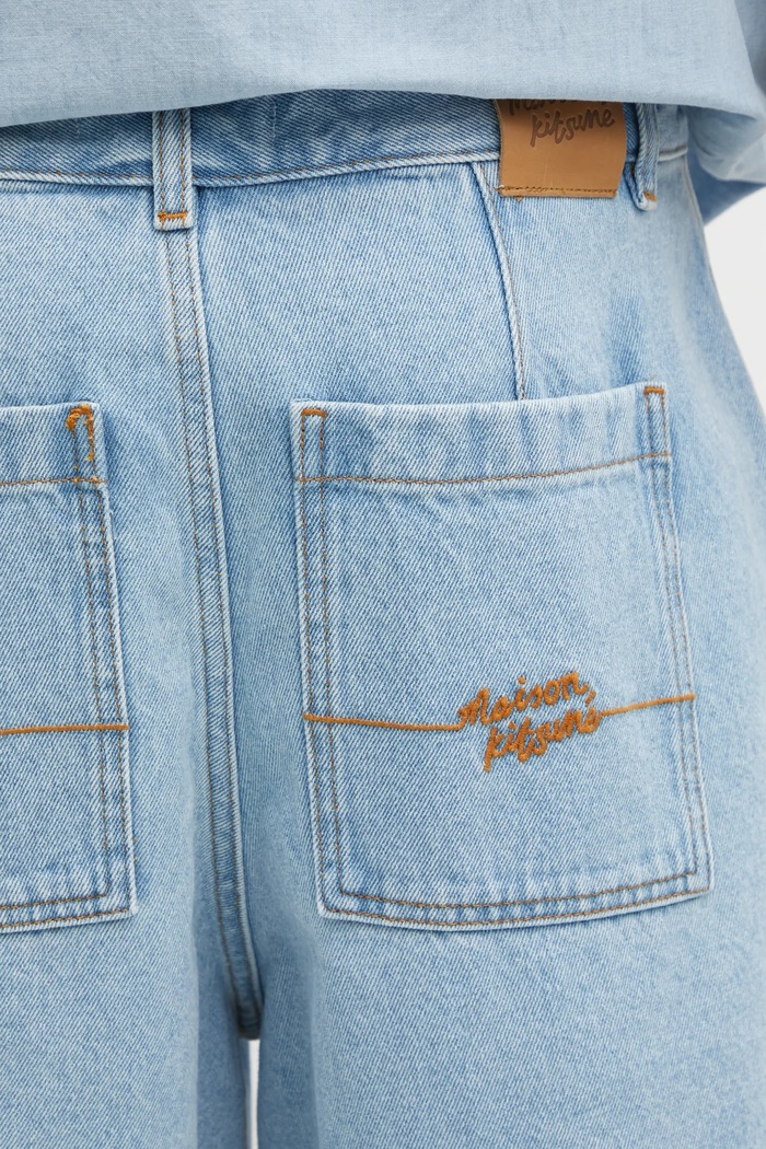 Džínové šortky Maison Kitsuné Denim Workwear modrá OM01403WD4009
