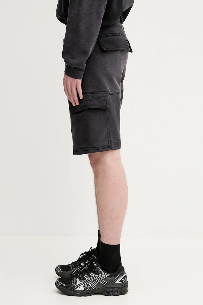 1017 ALYX 9SM pantaloncini in cotone Fleece garment dye cargo AAMSO0084FA01 nero SS25