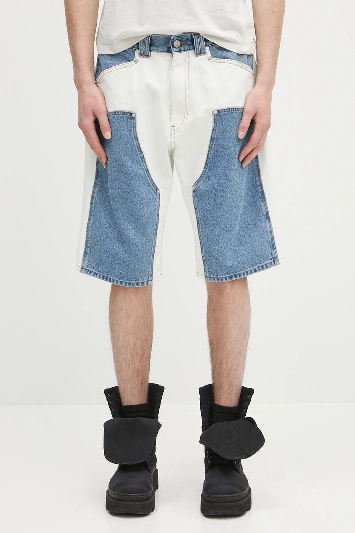 Džínové šortky Aries Patchwork Western Carpenter Shorts high modrá AR3030503.