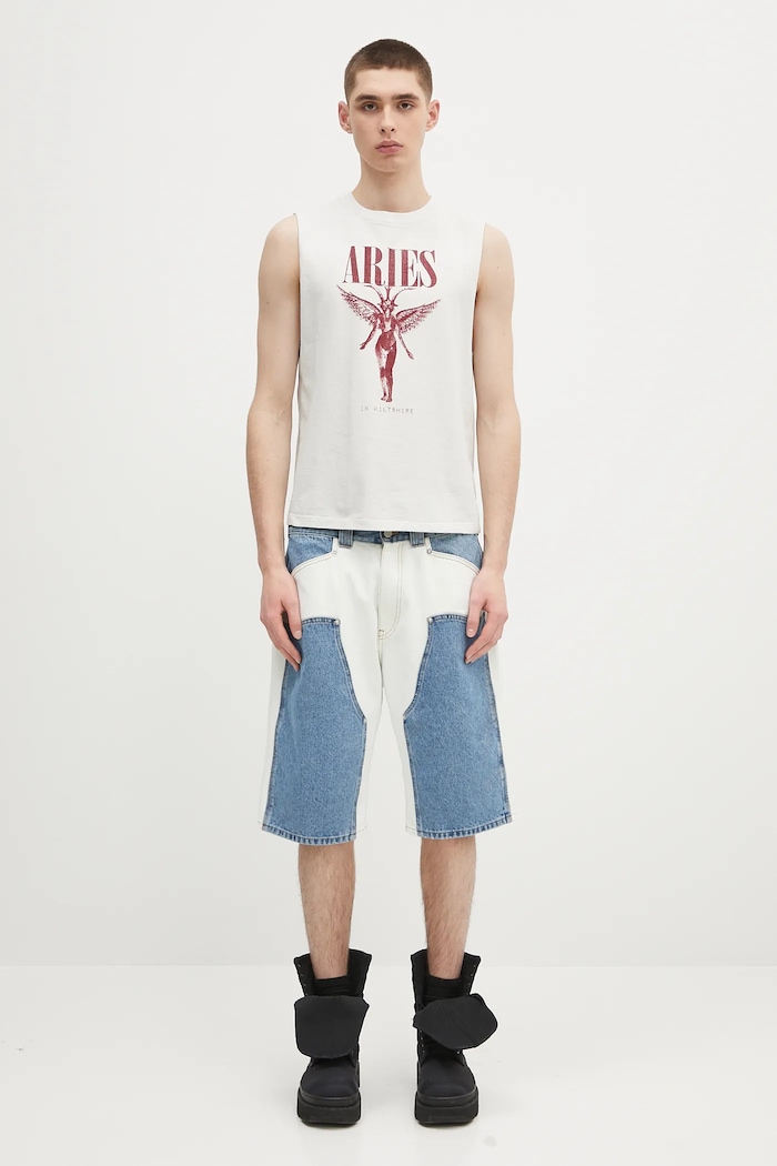 Džínové šortky Aries Patchwork Western Carpenter Shorts AR3030503.