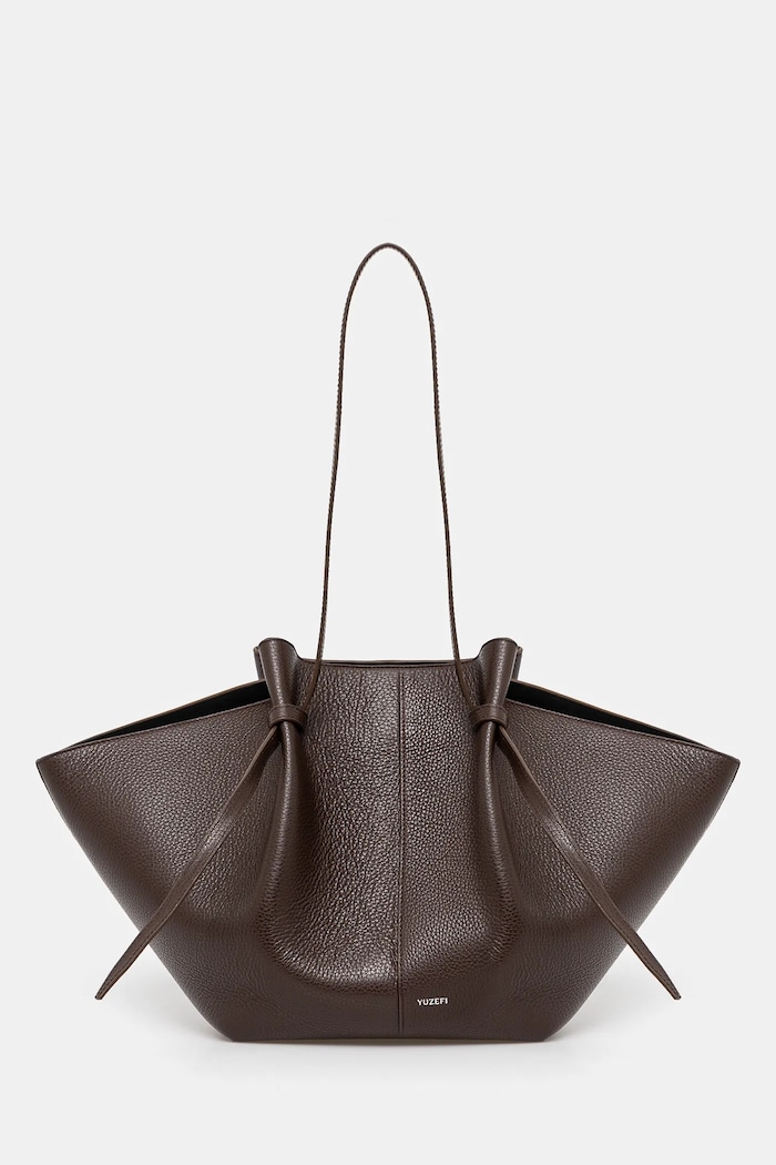 Yuzefi leather handbag strapless brown YUZCO.HB.LM.L038