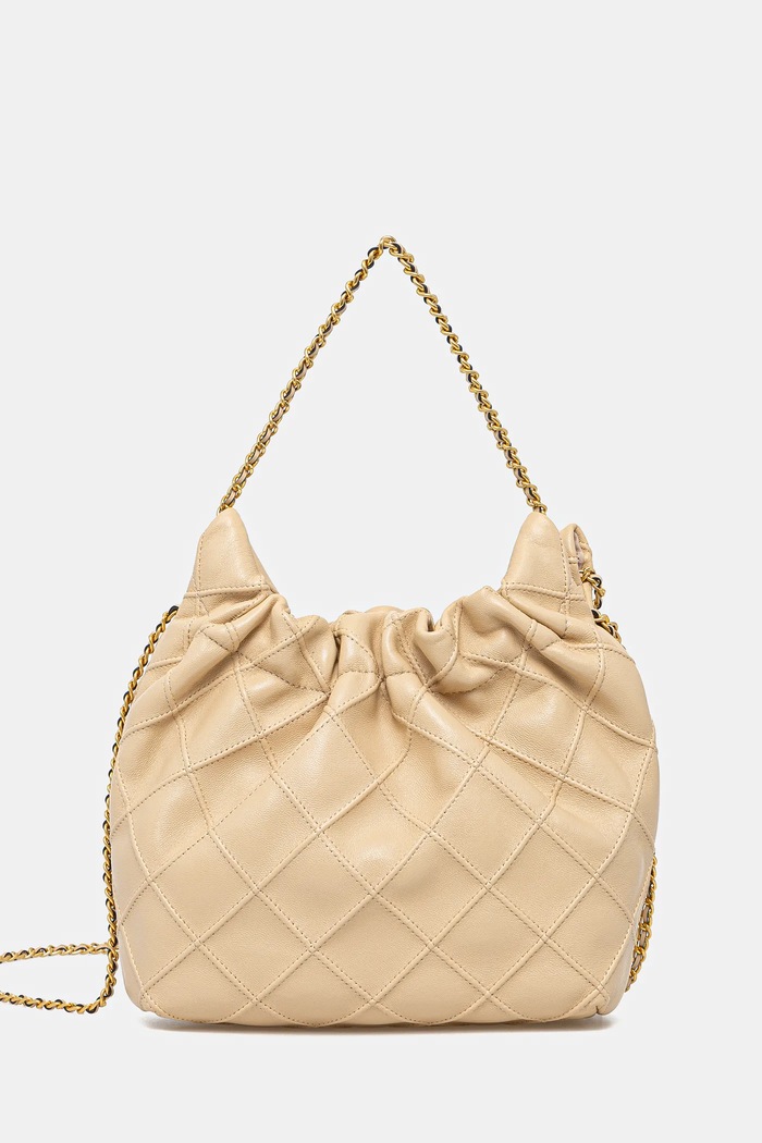 Tory Burch torebka skórzana Fleming skóra licowa beżowy 162451.700