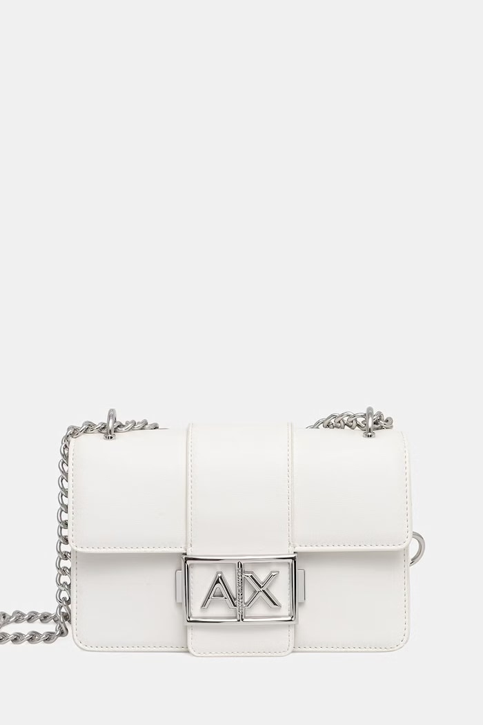 Armani Exchange geantă poștaș pentru femei, din imitație de piele alb XW000071.AF12039