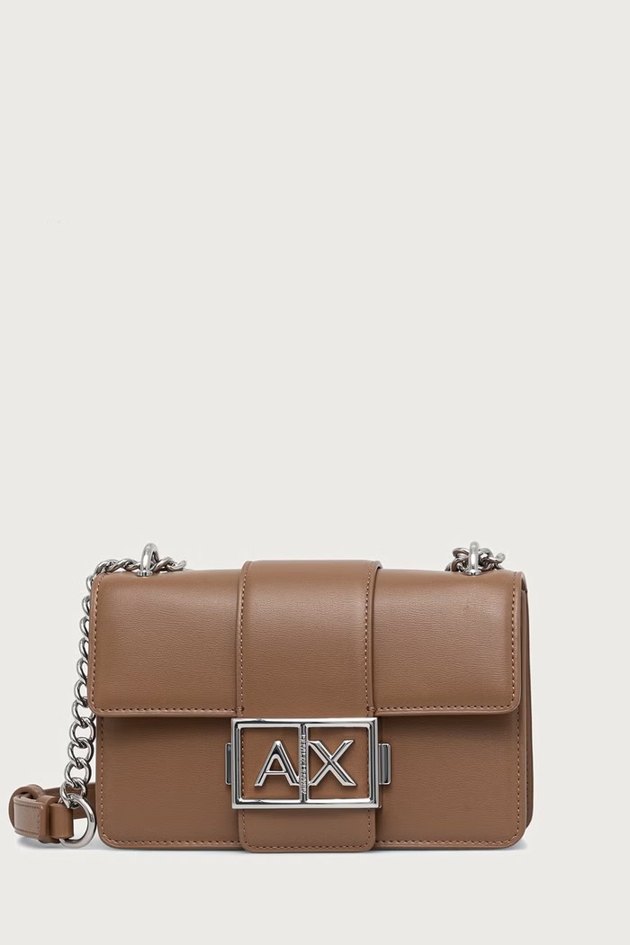 Armani Exchange Geantă poștaș pentru femei cu imitație de piele bej XW000071.AF12039