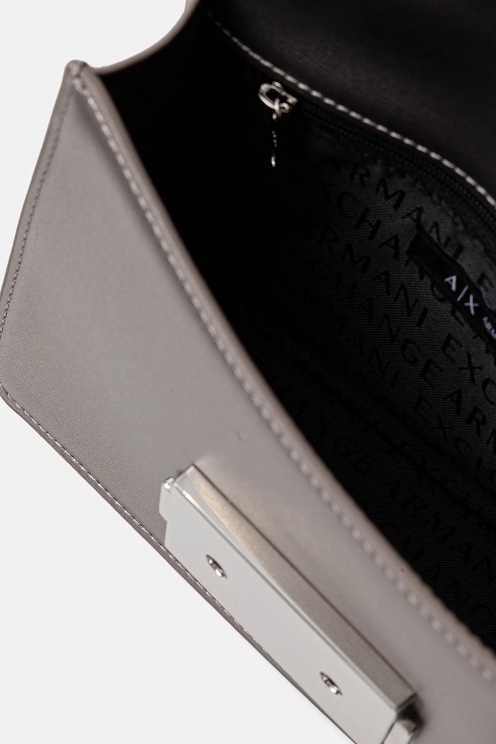 Geantă poștaș de femei cu imitație de piele Armani Exchange argintiu XW000071.AF12039