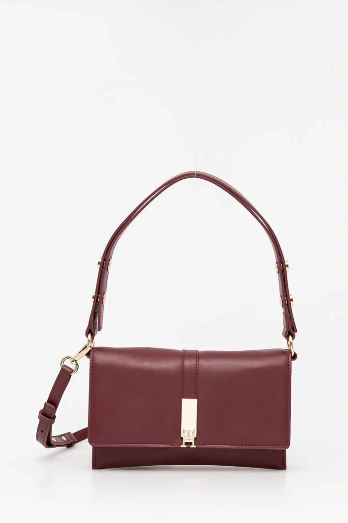 Kabelka Tommy Hilfiger jednofarebný burgundské AW0AW16893