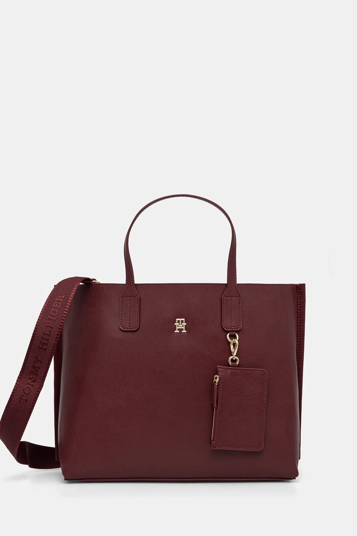 Kabelka Tommy Hilfiger hladký burgundské AW0AW17335
