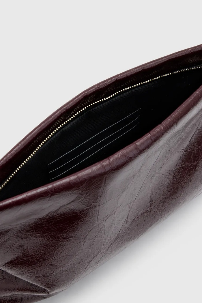 Кожен клъч AllSaints BETTINA CLUTCH бордо W393XB