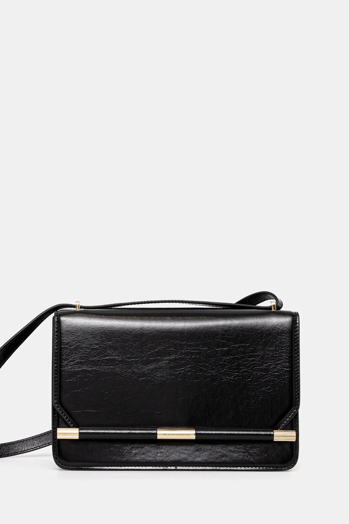 Victoria Beckham borsa a mano in pelle pelle fiore nero B125AAC006189A