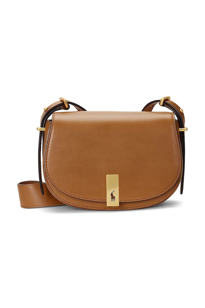 Kožená kabelka Polo Ralph Lauren jednofarebný béžová 428891391