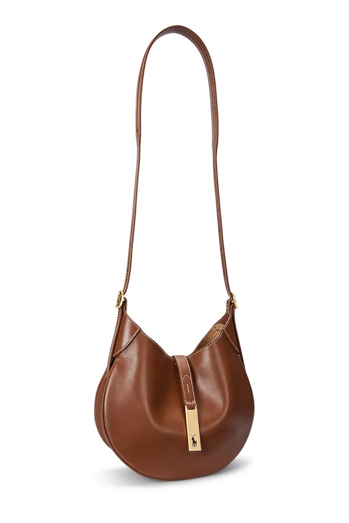 Accesorii Polo Ralph Lauren geantă hobo pentru femei, din piele 428944017 maro