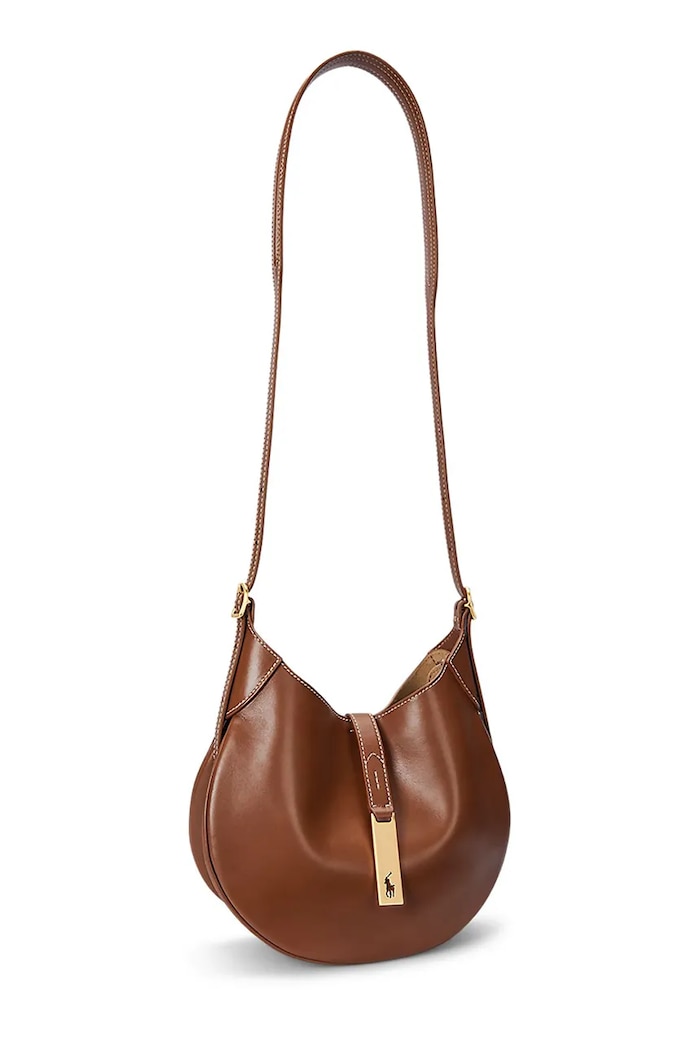 Accesorii Polo Ralph Lauren geantă hobo pentru femei, din piele 428944017 maro