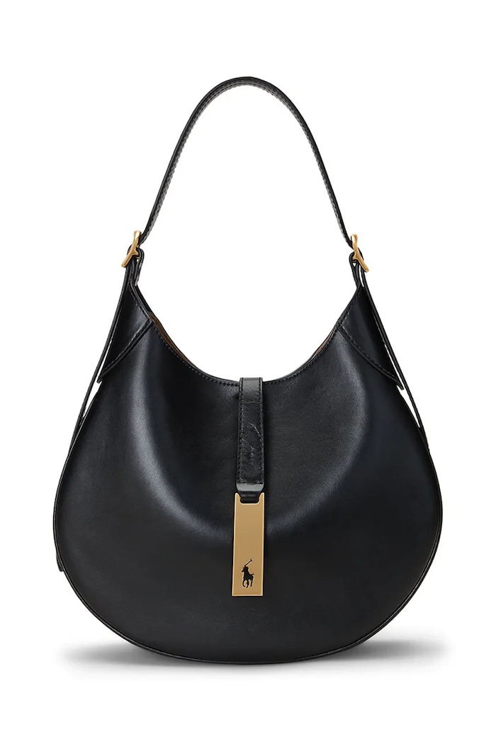 Polo Ralph Lauren Сумочка hobo для женщин из кожи гладкий чёрный 428944017