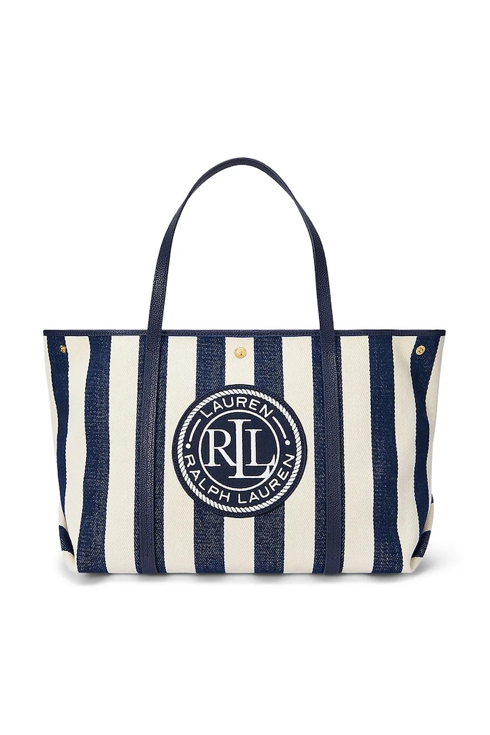 Bavlněná kabelka Lauren Ralph Lauren vzorovaný námořnická modř 431956937