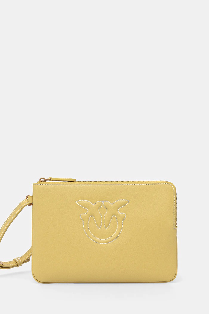 Pinko pochette di pelle applique verde 104353.A2AN