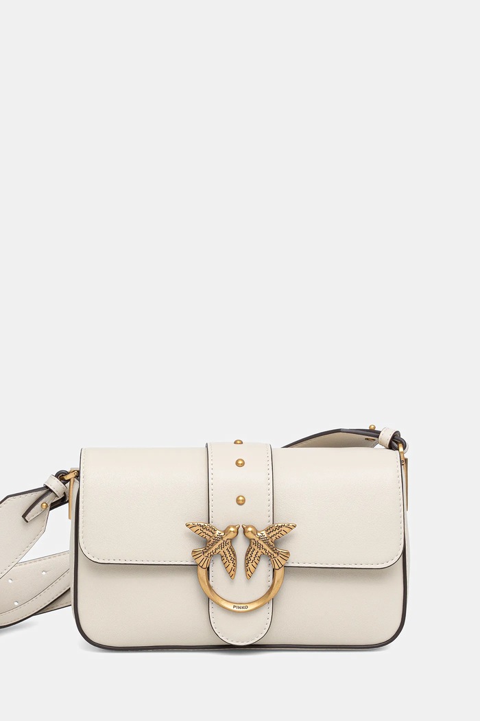 Pinko crossbody kabelka kožená usňová koža béžová 104340.A0QO