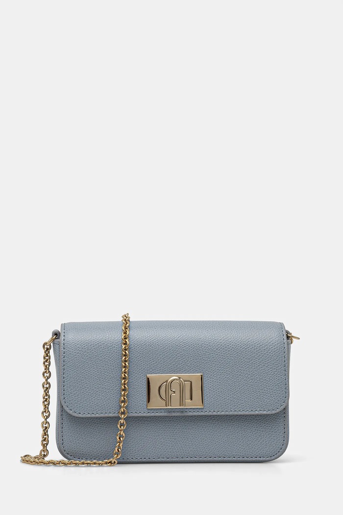Furla poseta de piele uni albastru WE00265.ARE000.55000