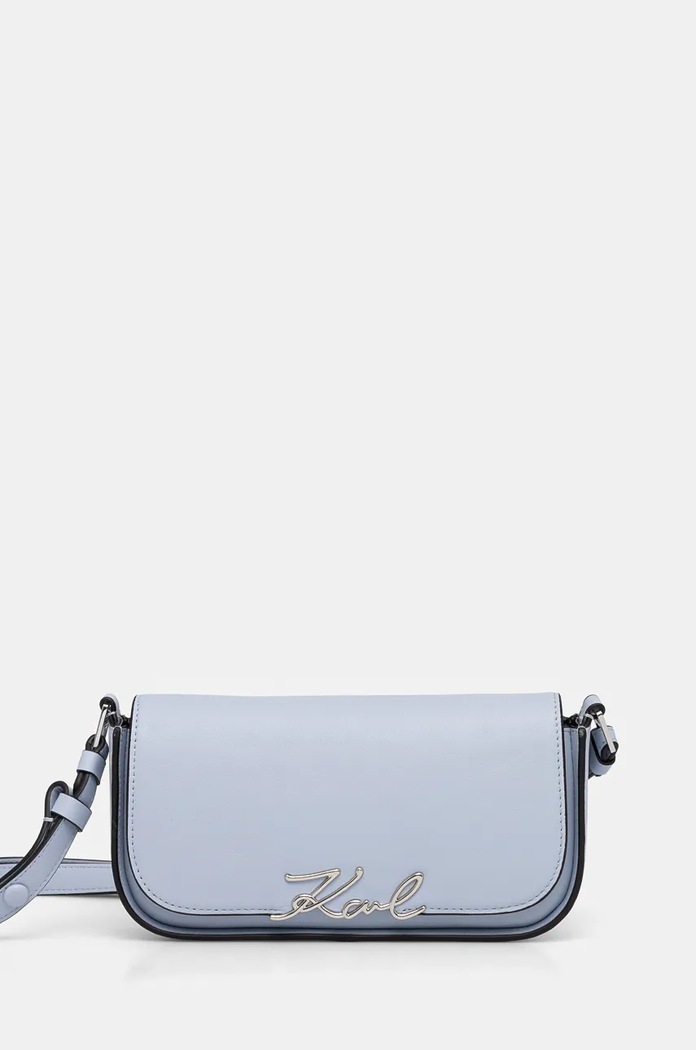 Karl Lagerfeld crossbody kabelka dámská kožená K/SIGNATURE přírodní kůže modrá A1W30039