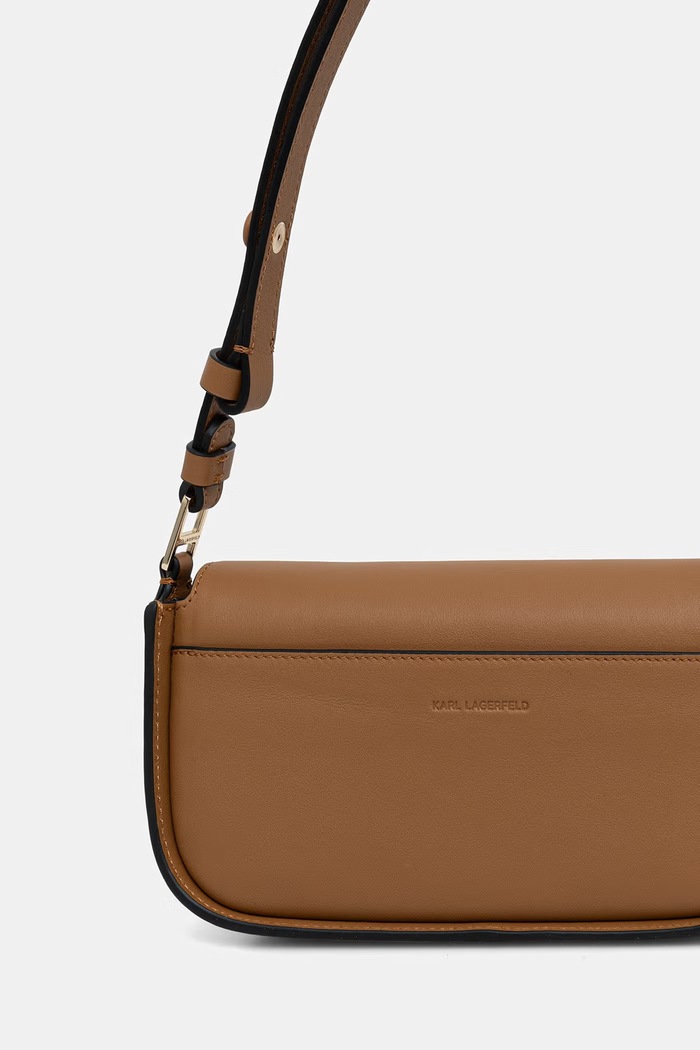 Doplnky Karl Lagerfeld crossbody kabelka dámska kožená K/SIGNATURE A1W30039 hnedá