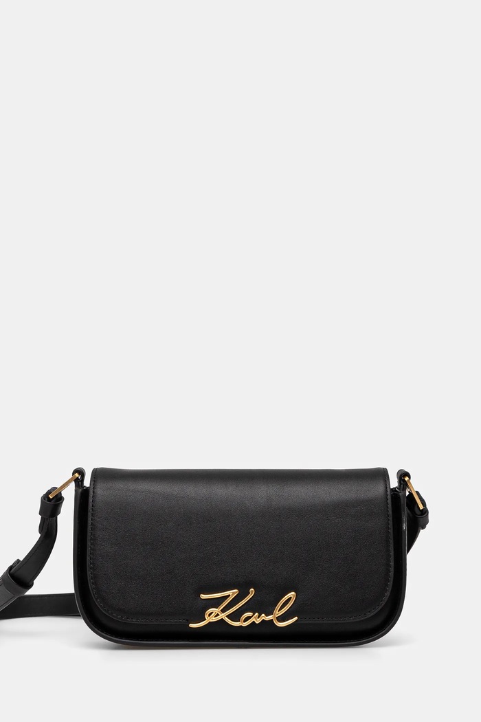 Karl Lagerfeld torebka crossbody damska skórzana K/SIGNATURE nie mieści A4 czarny A1W30039