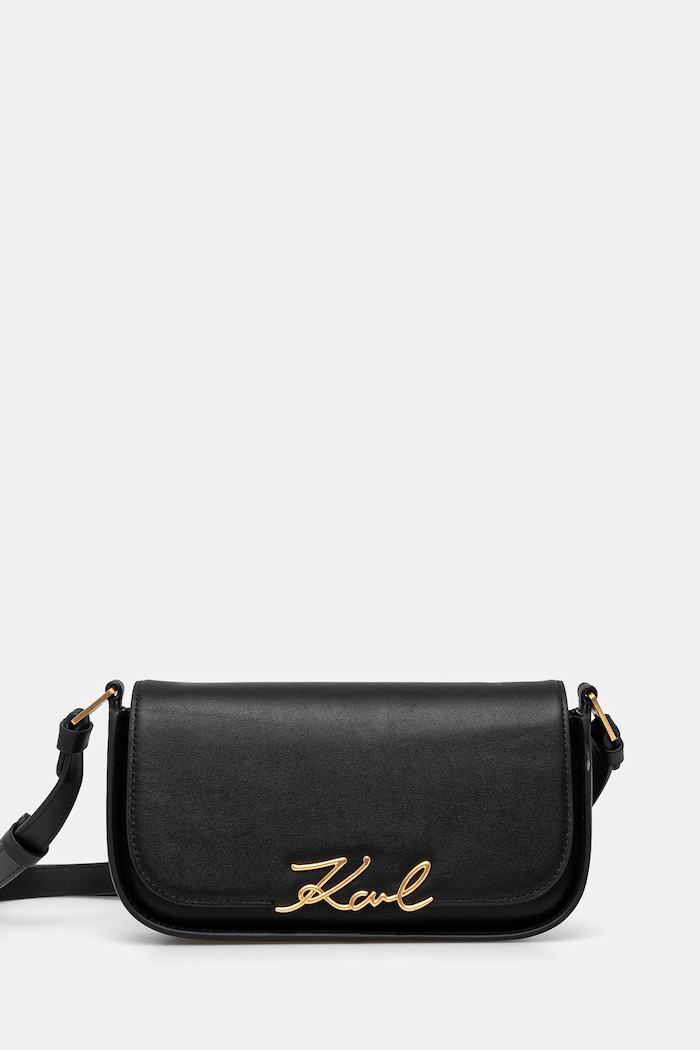 Karl Lagerfeld torebka crossbody damska skórzana K/SIGNATURE nie mieści A4 czarny A1W30039