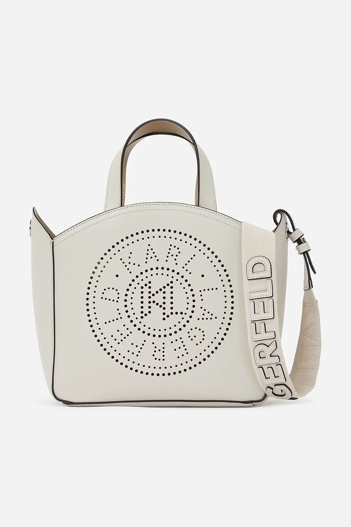 Kožená kabelka Karl Lagerfeld K/CIRCLE usňová koža biela A1W30058