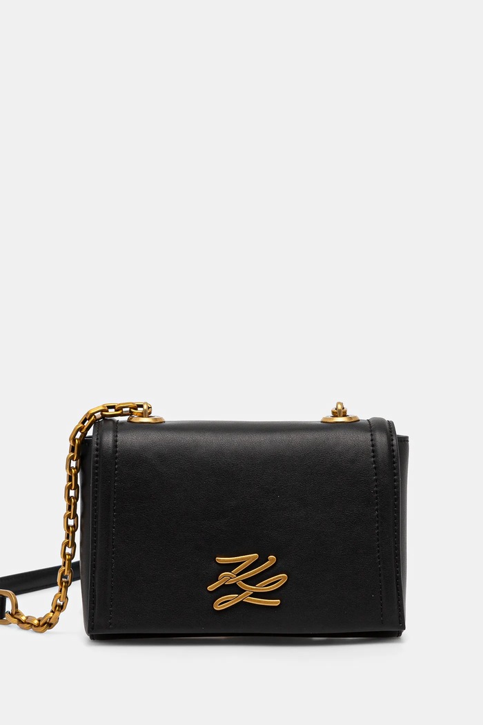 Karl Lagerfeld torebka skórzana K/AUTOGRAPH skóra licowa czarny A1W30174
