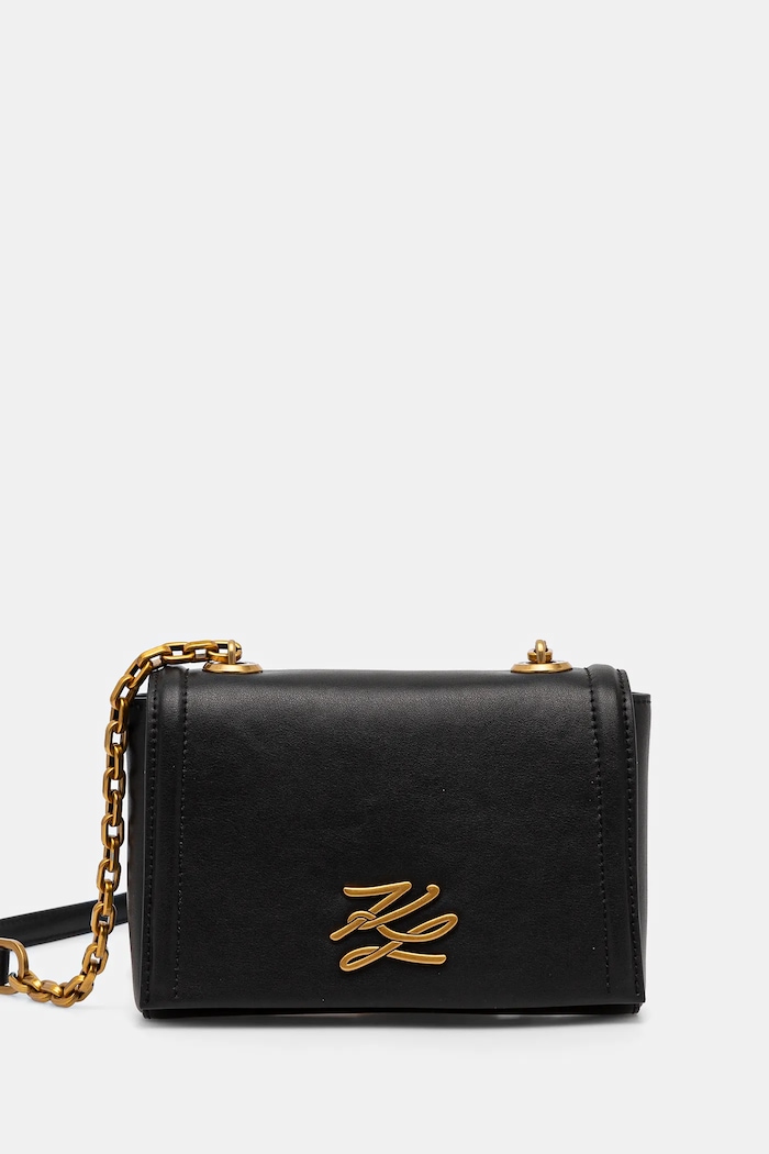 Karl Lagerfeld torebka skórzana K/AUTOGRAPH skóra licowa czarny A1W30174