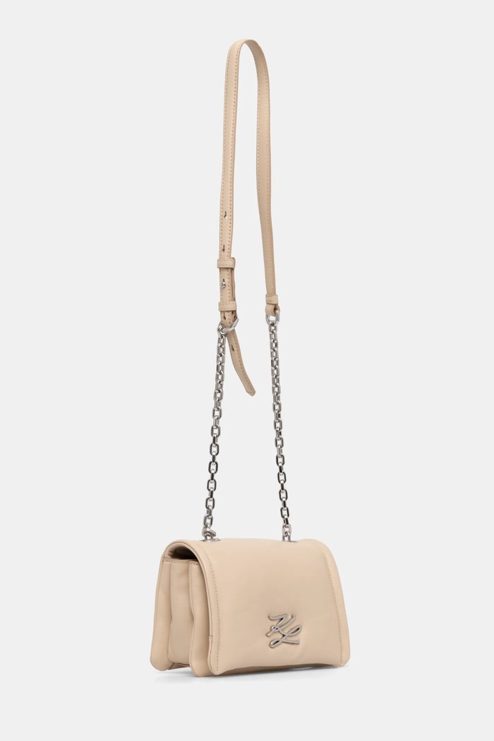 Kožená kabelka Karl Lagerfeld A1W30175 béžová SS25